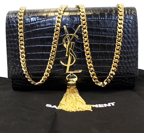 ysl black handbag with gold chain|ysl black purse gold chain.